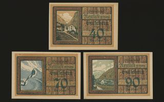 Itävalta Notgeld 40, 70, 90 Heller, Neustift 1920