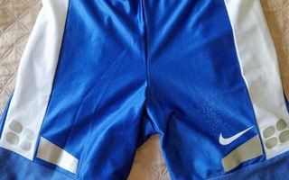 Nike kiiltävät lyhyet trikoot valkea/sininen lycra M