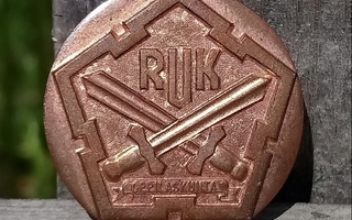 Pronssivärinen RUK merkki. Halkaisija - 30mm