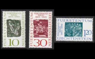 Liechtenstein 455-7 ** Graafikko Ferdinand Nigg (1965)