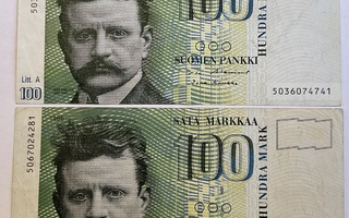100 markkaa 1986 (2 setelin setti)