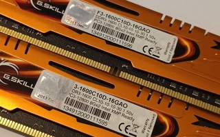 16GB (2x8GB) DDR3 1600MhZ G.SKill Pöytäkoneen muistikammat.