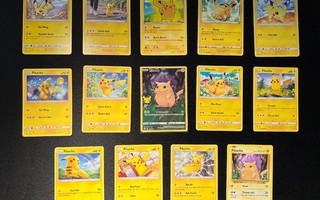 14 kpl erilaisia Pikachu Pokemon kortteja #1