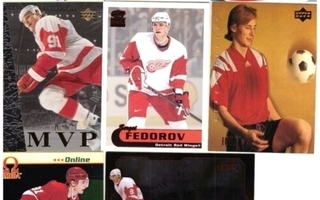 9 x SERGEI FEDOROV Detroit Red Wings, Erikois/Parallel Kort.