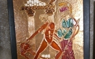 Pieni, pronssinen taulu Kreikan mytologiasta 33 x 25 cm