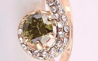 50 .. 14k Kulta Duble Peridot & Swarovski Crystal .. Sormus
