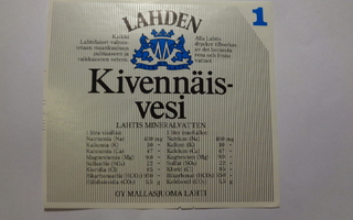 Etiketti - Lahden Kivennäisvesi (iso), Oy Mallasjuoma