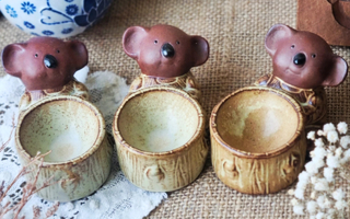 Kolme Vintage Japanilaista Gempo-merkkistä Koalamunakuppia