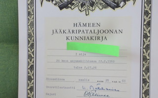 Hämeen Jääkäripataljoonan kunniakirja v.1960
