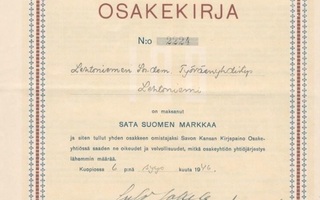 1946 Savon Kansan Kirjapaino Oy, Kuopio osakekirja