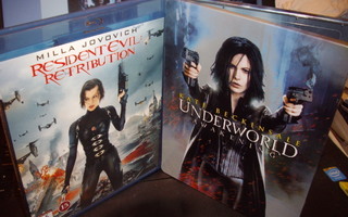 2 kpl blu-ray scifi: Resident Evil & Underworld ( SIS.PK ! )