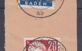 Saksa  Baden 1949 UPU merkit leikkeellä
