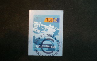 EP-leimattu merkki 1,00 € Suomen leijona 2002 - LaPe 1602