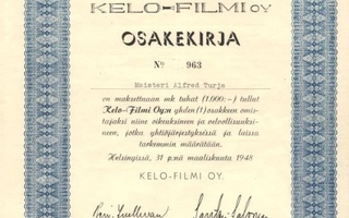 1948 Kelo-Filmi Oy, Helsinki osakekirja
