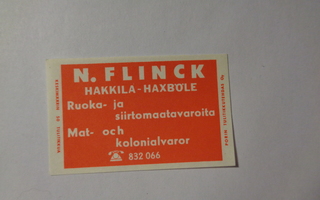 TT-etiketti N. Flinck, Hakkila - Haxböle