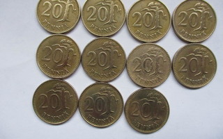 20 penniä 1963 - 1985  = 11 kpl eri vuosilta