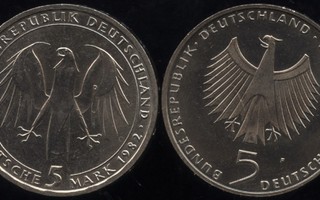 Saksa / BRD 5 mk juhlarahat 2 erilaista 1982
