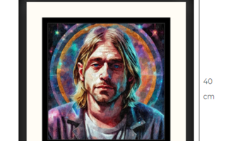 Uusi Kurt Cobain taulu koko 40 cm x 40 cm kehyksineen