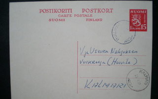 Ehiökortti P.Vaunu 5-leimalla v. 1954