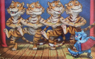 Irina Zeniuk tiikerit tanssivat lavalla, kissa säestää