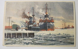 VANHA Postikortti Laiva Jääkarhu 1913