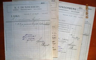 1916/18 Tampere K F Dunderberg laskut 4 kpl