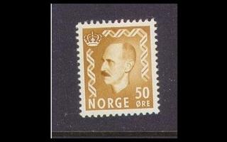 Norja 414 ** Haakon VII 50 öre kell.ruskea (1957)