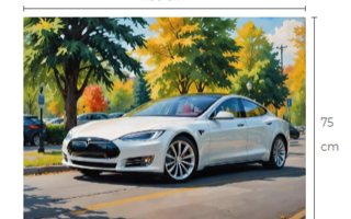 Uusi Tesla Model S alumiinitaulu koko 75 cm x 100 cm