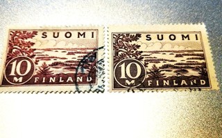 1930 10mk yleismerkki, molemmat värisävyt.
