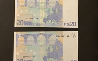 L -sarja / Suomi 20 € UNC / 2002 sarja / 2 kpl