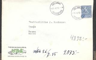 Postilähetys - Yl.m. 25mk (LAPE 433) Helsinki 15.6.1955