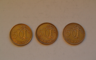 50 penniä v. 1977, 1985, 1986