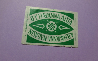 TT-etiketti O.Y. Havanna Aitta - A.B. Havanna Magasin