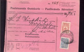 ååpk . POSTIETUANNIN OSOTEKORTTI . 13.VII.1914 . Korpilahti