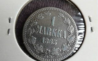 Suomi : 1 Markka  1865  hopeaa