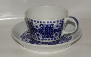 sininen Arabia ALI teekuppi / kahvikuppi + aluslautanen
