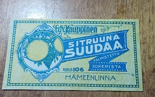 Sitruuna suuda Edv.Kauppinen Hämeenlinna etiketti.