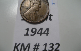 U.S.A   1 Cent 1944  KM # 132  Pronssi  "Lincoln - Wheat Pen