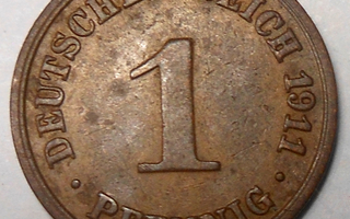 Saksa. 1 pfennig 1911A.