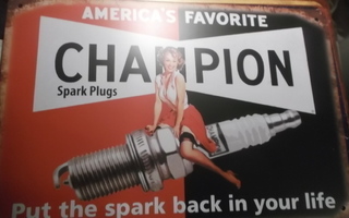 Peltikyltti Champion spark plugs. Pin-up