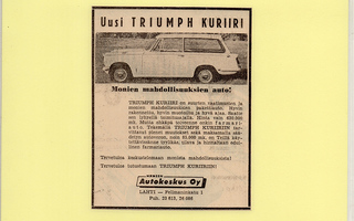Triumph Kuriiri - vanha lehtimainos A5 laminoitu