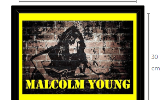 Malcolm Young AC DC canvastaulu 30 cm x 40 cm musta kehys