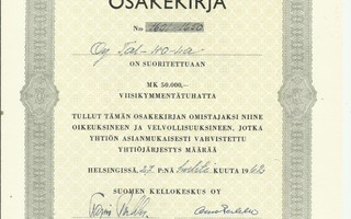 1962 Suomen Kellokeskus Oy, Helsinki osakekirja