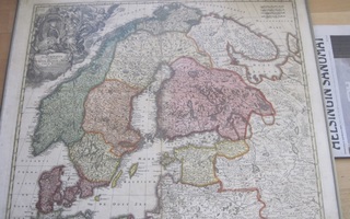 VANHA Kartta Skandinavia Suomi ym 1700-l Baptist Homann