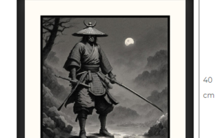 Uusi Samurai taulu 40 cm x 40 cm kehyksineen