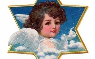 WANHA / Kaunis tumma enkelityttö tähdessä. 1900-l.