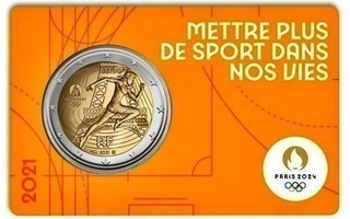 ** RANSKA 2€ 2021 Pariisin olympialaiset BU coin card **