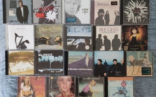 Cd:t 1€/kpl (Bon Jovi, Shania Twain, Bee Gees, Blondie jne.)