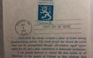 Finland itsenäisyys merkki USA 1967 FDC