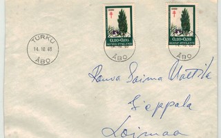1969 tub 20p 2 kpl loistoleimaisella kirjeellä